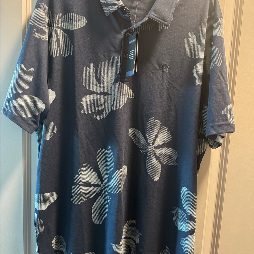Travis Mathew Navy Floral Polo Shirt